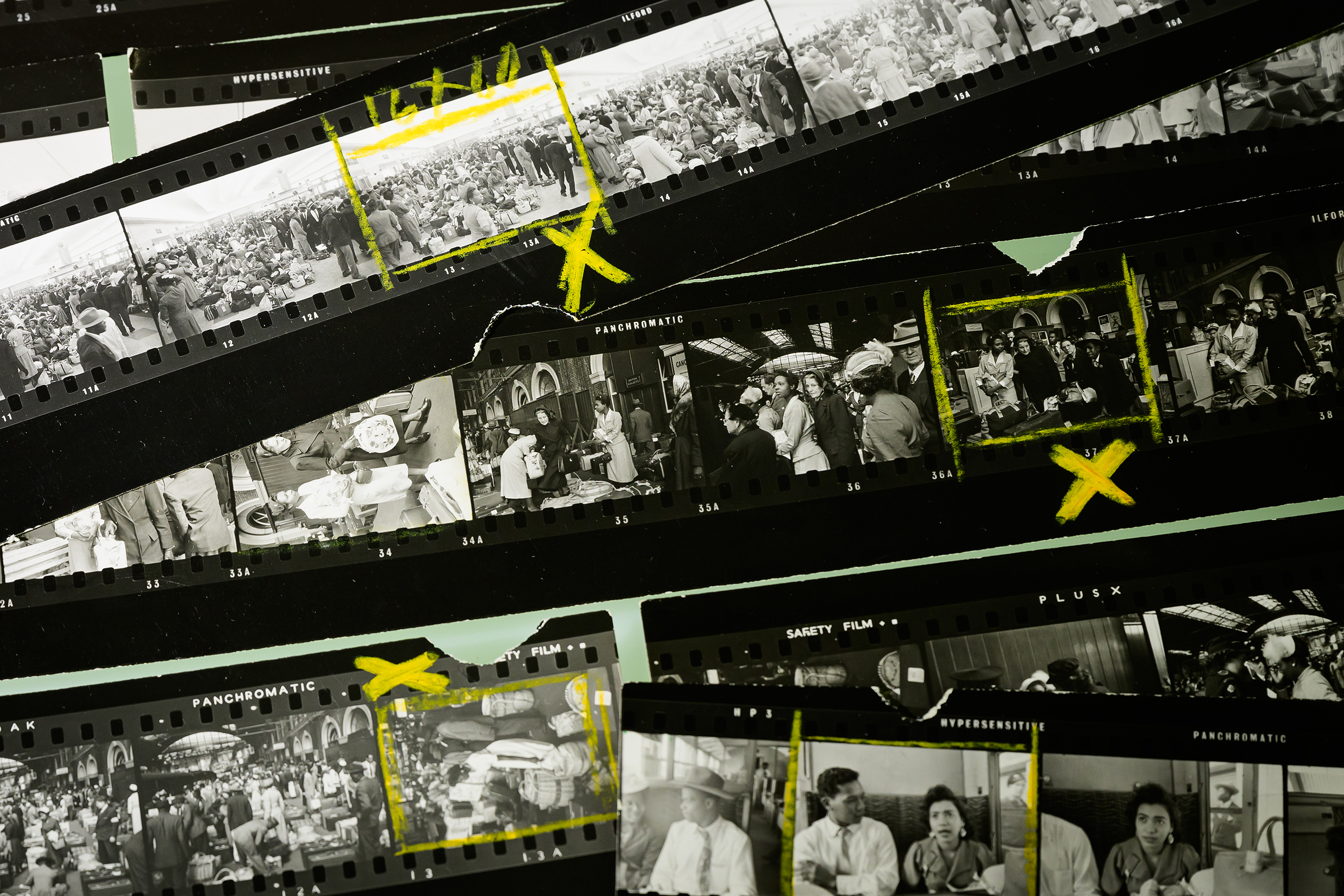 Marked up contact prints from the 1956 Picture Post story 8405, 'Thirty Thousand Colour Problems', at the Getty Images Hulton Archive, London E16, 12th September 2023