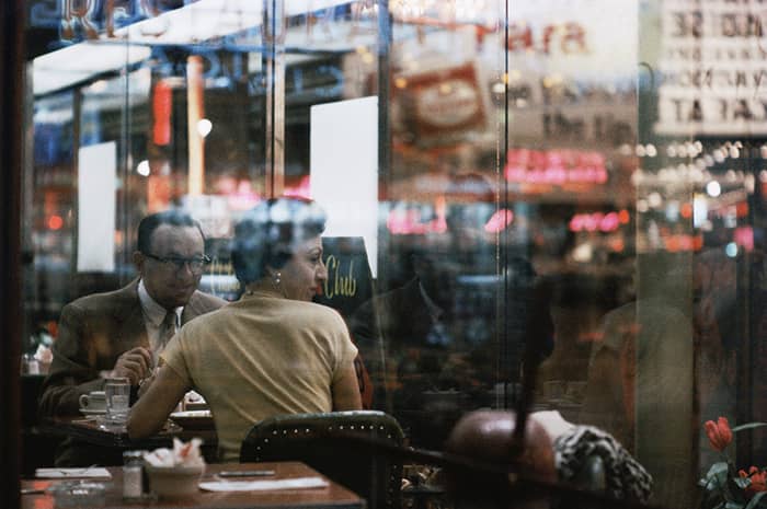 Couple sitting in diner